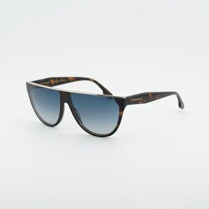 Victoria Beckham VB682S 234 Sunglasses Havana Aviator Frame, Blue Lenses